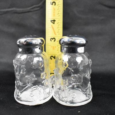 Salt & Pepper Shakers Floral Design Glass