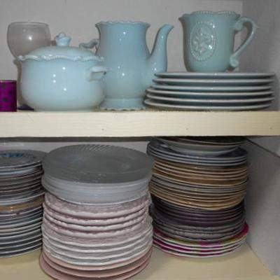 Lot 828 - Shelves Full of Glassware Hurricane and More 