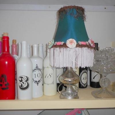 Lot 831 - Shelves Full of Glassware Oversized Ceramic and more