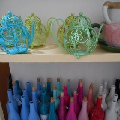 Lot 831 - Shelves Full of Glassware Oversized Ceramic and more