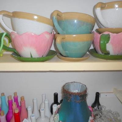 Lot 831 - Shelves Full of Glassware Oversized Ceramic and more