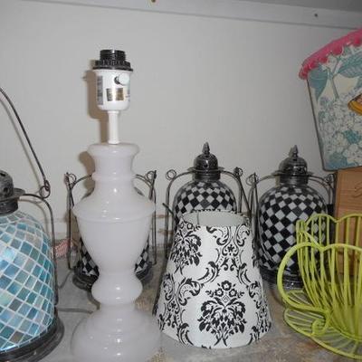 Lot 831 - Shelves Full of Glassware Oversized Ceramic and more