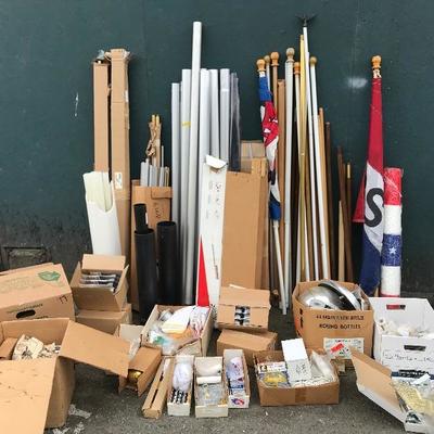 #48 - Large Lot of Flag Poles, Flag Accessories, and Hardware