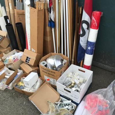 #48 - Large Lot of Flag Poles, Flag Accessories, and Hardware