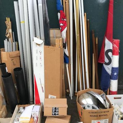#48 - Large Lot of Flag Poles, Flag Accessories, and Hardware