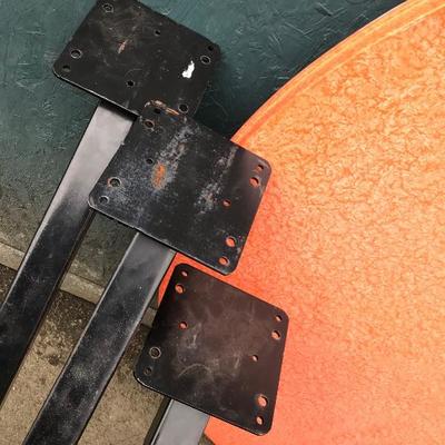 #146 - Vintage 6 Seater Orange Round Cafeteria Restaurant Table