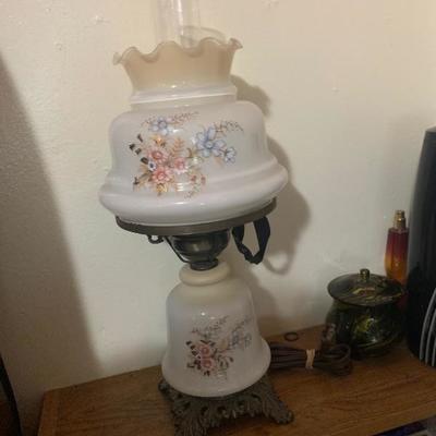 Antique repro  Milk glass Hurricane Lamp