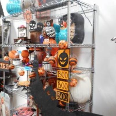 Lot 408 - Metro Rack Full of Halloween Decorations (Rack is included)