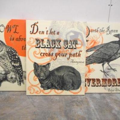 Lot 409 - 3 Halloween Wall Hangings/Signs