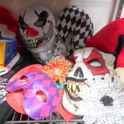 Lot 412 - Halloween Items w/ Psycho Clowns & Metro Rack Included