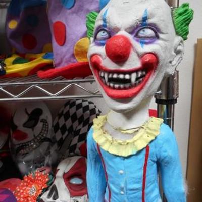 Lot 412 - Halloween Items w/ Psycho Clowns & Metro Rack Included