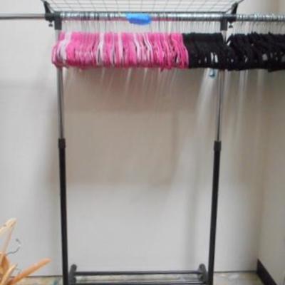Lot 423 - Rolling Extendable Clothes Rack w/ Hangers