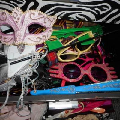 Lot 428 - Zebra Nightstand Full of Goodies, Zebra Stool, White Cube Footed Stool