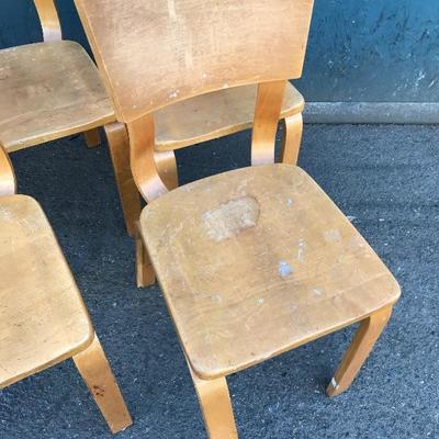 #147 - Set of 5 Vintage 1950â€™s THONET Maple Bentwood Adult-Size Dining Chairs