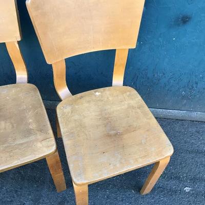 #147 - Set of 5 Vintage 1950â€™s THONET Maple Bentwood Adult-Size Dining Chairs