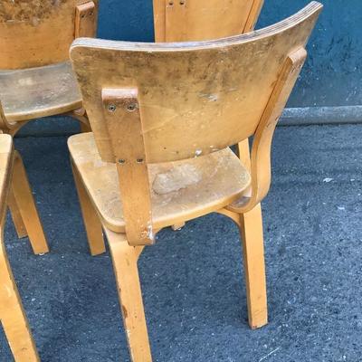 #147 - Set of 5 Vintage 1950â€™s THONET Maple Bentwood Adult-Size Dining Chairs