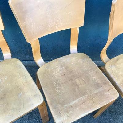 #147 - Set of 5 Vintage 1950â€™s THONET Maple Bentwood Adult-Size Dining Chairs
