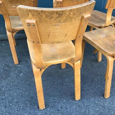 #147 - Set of 5 Vintage 1950â€™s THONET Maple Bentwood Adult-Size Dining Chairs