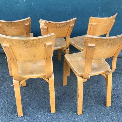 #147 - Set of 5 Vintage 1950â€™s THONET Maple Bentwood Adult-Size Dining Chairs