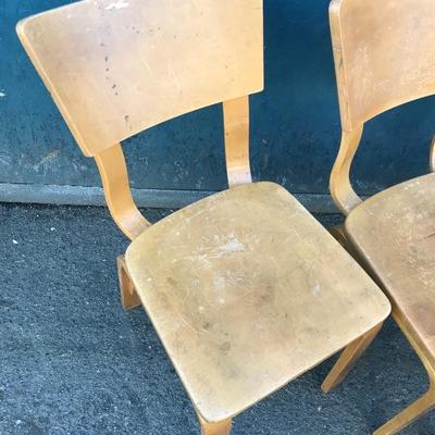 #147 - Set of 5 Vintage 1950â€™s THONET Maple Bentwood Adult-Size Dining Chairs