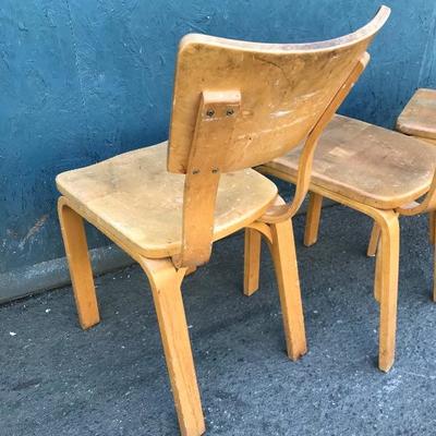 #147 - Set of 5 Vintage 1950â€™s THONET Maple Bentwood Adult-Size Dining Chairs