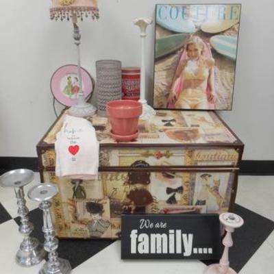 Lot 689 - Travel Trunk w/ Decor. Items