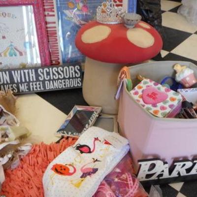 Lot 710 - Misc Lot of Assorted Items Pinocchio marionette puppet, Mushroom stools & more