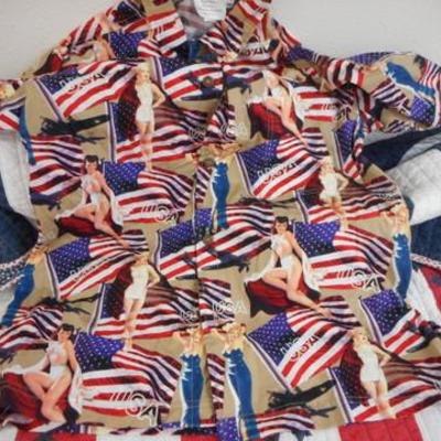 Lot 740 - American Flag Quilt & Men's Retro 4th of July Shirt