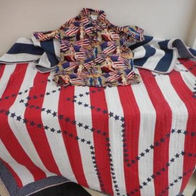Lot 740 - American Flag Quilt & Men's Retro 4th of July Shirt