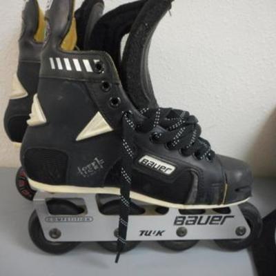 Lot 740 - Bauer In Line Skates, Cary Bag & Protective Gear