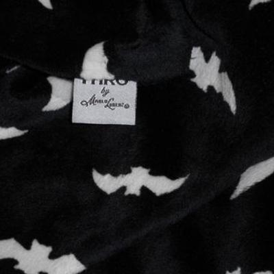Lot 760 - Black Plush Throw Blanket w/ White Bats