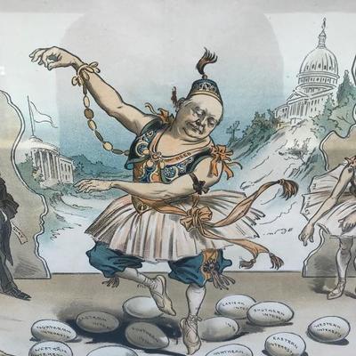 #149 - Two Framed Political Satirical Cartoon Illustrations from Judge Magazine