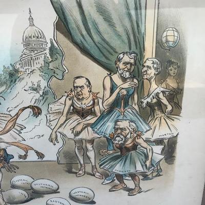 #149 - Two Framed Political Satirical Cartoon Illustrations from Judge Magazine