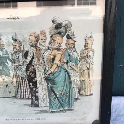 #149 - Two Framed Political Satirical Cartoon Illustrations from Judge Magazine