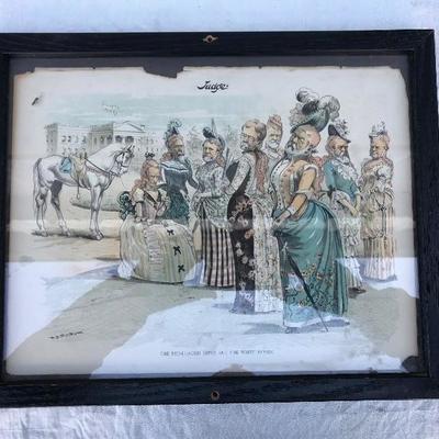 #149 - Two Framed Political Satirical Cartoon Illustrations from Judge Magazine
