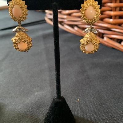 18k gold coral earrings