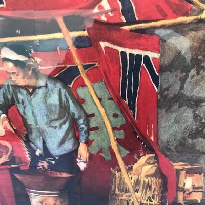 #46 - Francis H. Beaugureau Signed "The Chestnut Vendor" Print 1964 and Asian At Print