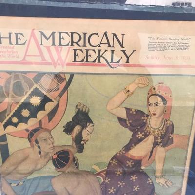 #24 - Pre 1940's Set of 6 "The American Weekly" Beautiful Framed Covers