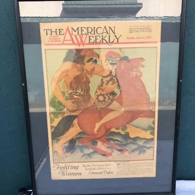 #24 - Pre 1940's Set of 6 "The American Weekly" Beautiful Framed Covers