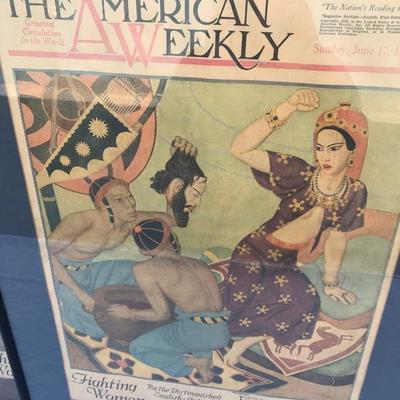 #24 - Pre 1940's Set of 6 "The American Weekly" Beautiful Framed Covers