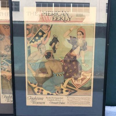 #24 - Pre 1940's Set of 6 "The American Weekly" Beautiful Framed Covers