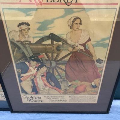 #24 - Pre 1940's Set of 6 "The American Weekly" Beautiful Framed Covers