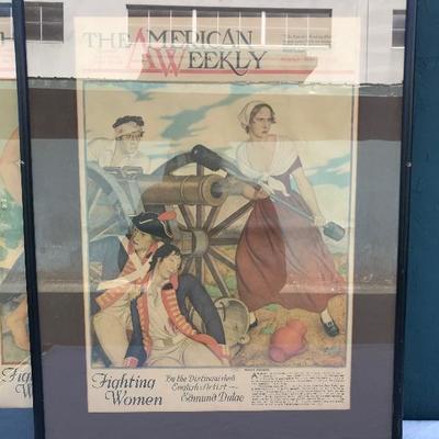 #24 - Pre 1940's Set of 6 "The American Weekly" Beautiful Framed Covers