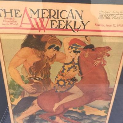 #24 - Pre 1940's Set of 6 "The American Weekly" Beautiful Framed Covers