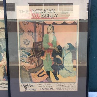 #24 - Pre 1940's Set of 6 "The American Weekly" Beautiful Framed Covers