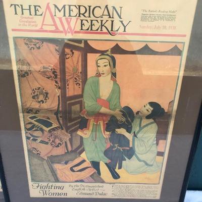 #24 - Pre 1940's Set of 6 "The American Weekly" Beautiful Framed Covers