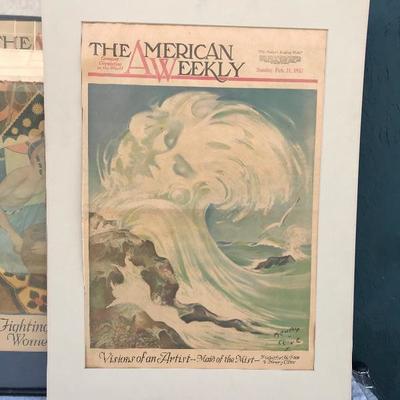 #24 - Pre 1940's Set of 6 "The American Weekly" Beautiful Framed Covers