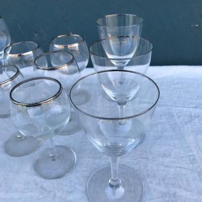 #25 - Collection of 15 Silver Rimmed Wine Glasses