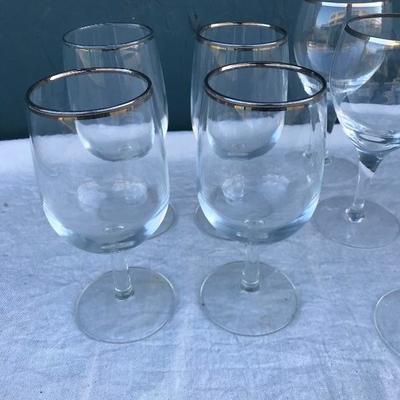 #25 - Collection of 15 Silver Rimmed Wine Glasses
