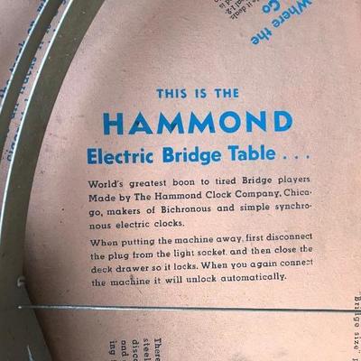 #156 - Vintage HAMMOND Electric Bridge Table